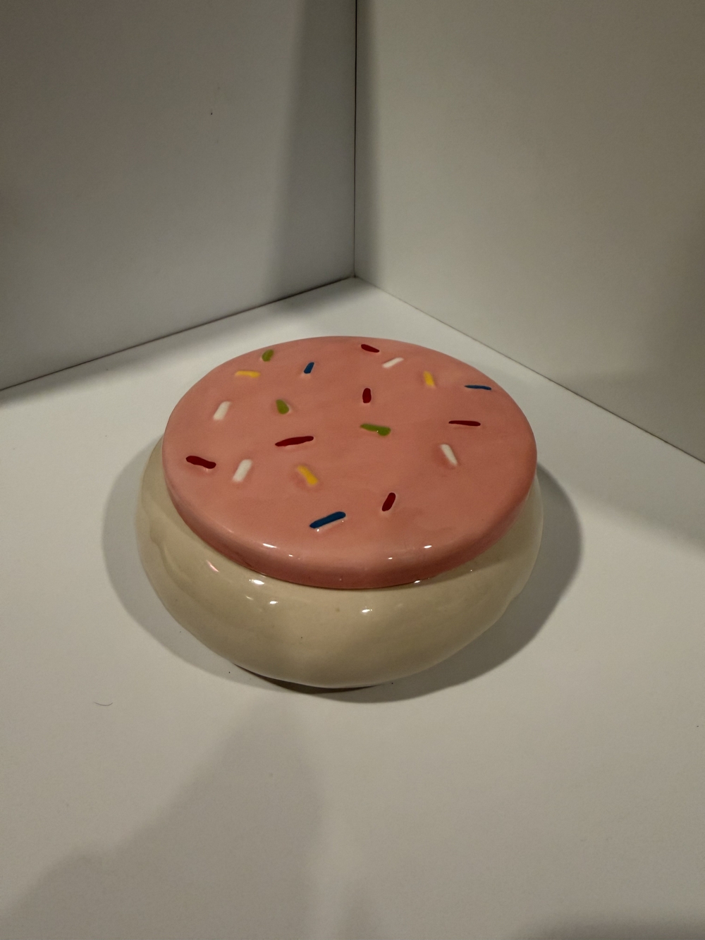 Ceramic Donut Trinket Box - Pink Sprinkle Lid